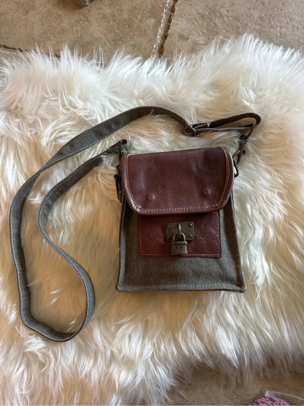 Mona B Purse Crossbody Flap Over Steampunk Upcycled Leather